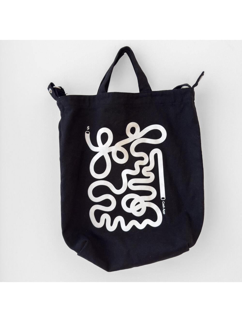 Baggu Black White Graphic Canvas Duck Tote Handbag